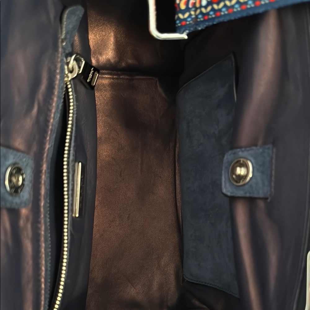 Prada Blue Twin Pocket Suede Leather Tote - Picture 6 of 7